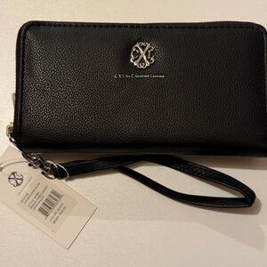 CXL by Christian Lacroix Brandy Pebble Double Zip Wallet Wristlet Black NWT